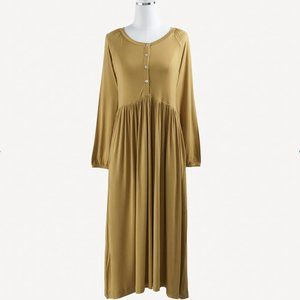 Kate Quinn Honey Mustard Gathered Button Pocket Dress Small